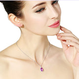 Purple Amethyst Drop Pendant Necklace Women 14k Filled Jewelry