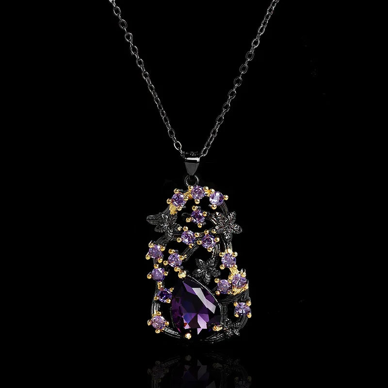 Purple Zircon Women's Pendant Sweater Chain Jewelry