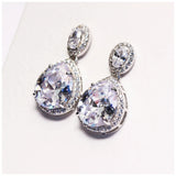 925 Sterling Silver Earrings Crystal Water Drop Jewelry