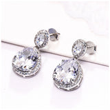 925 Sterling Silver Earrings Crystal Water Drop Jewelry