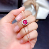 Red Crystal Ruby Gemstones Chain Bracelet 18k Rose Filled