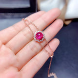 Red Crystal Ruby Gemstones Chain Bracelet 18k Rose Filled