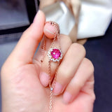 Red Crystal Ruby Gemstones Chain Bracelet 18k Rose Filled
