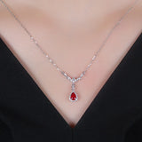 Red Ruby Royal Pendant Necklace 18k 925 Silver Fine Jewelry Choker