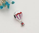 Red Enamel Hot Air Ballon Charm Pendant 925 Silver Beads for DIY Jewelry