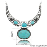 Vintage Carved Flower Crystal Pendant Necklace