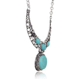 Vintage Carved Flower Crystal Pendant Necklace