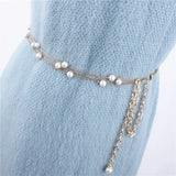 Retro Pearl Waist Belt for Women Metal Chain Corset Wedding Strap