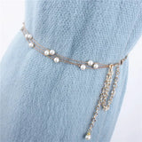 Retro Pearl Waist Belt for Women Metal Chain Corset Wedding Strap