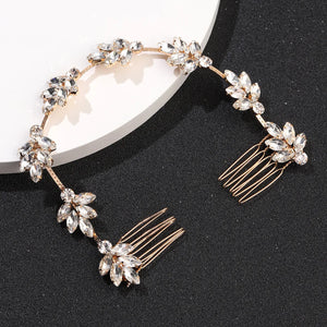Rhinestone Flower Comb Hair Clip Double Slide Hair Comb Hairpin Bridal Wedding