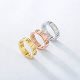 Roman Numeral Stainless Steel Rings For Women Silver Rose Letter Ring