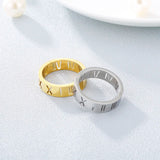 Roman Numeral Stainless Steel Rings For Women Silver Rose Letter Ring