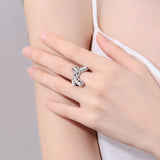 Romantic Bow Ring Pearl Zircon 925 Silver Jewelry