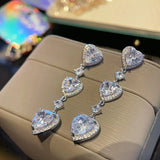 Heart Shape Drop Earring 925 Silver Love Dangler