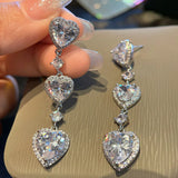 Heart Shape Drop Earring 925 Silver Love Dangler