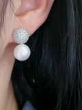 Romantic Pearl Stud Earrings Zirconia Crystal Jewelry Party Gift