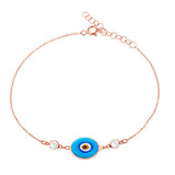 Rose Plated Evil Eye Zircon 925 Silver Bracelet