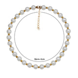 Round Pearl Necklace Women Wedding Engagement Party Jewelry Golden Beaded Choker