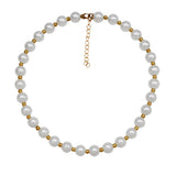 Round Pearl Necklace Women Wedding Engagement Party Jewelry Golden Beaded Choker