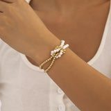Shell Pearl Bracelet Minimalist Silver Beaded Jewelry Gift