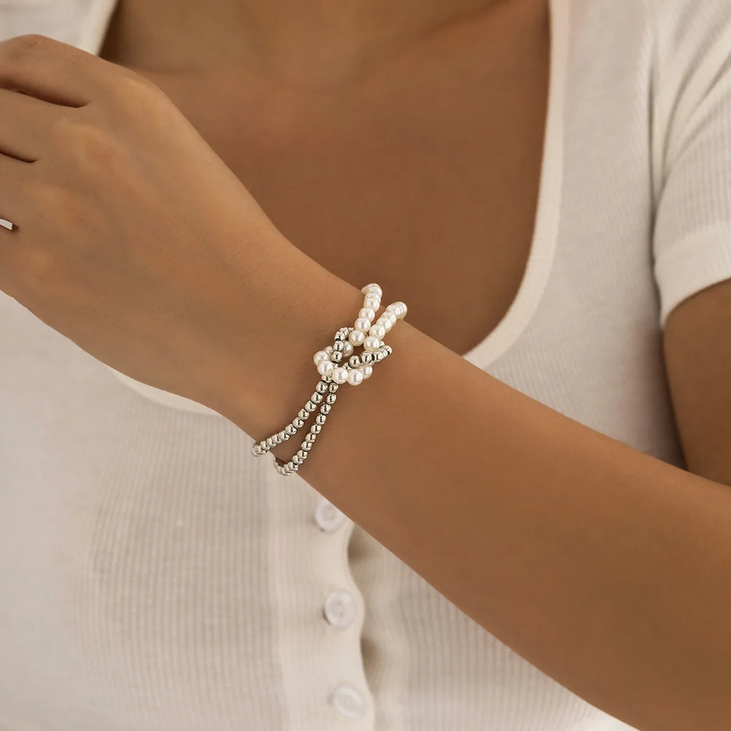 Shell Pearl Bracelet Minimalist Silver Beaded Jewelry Gift