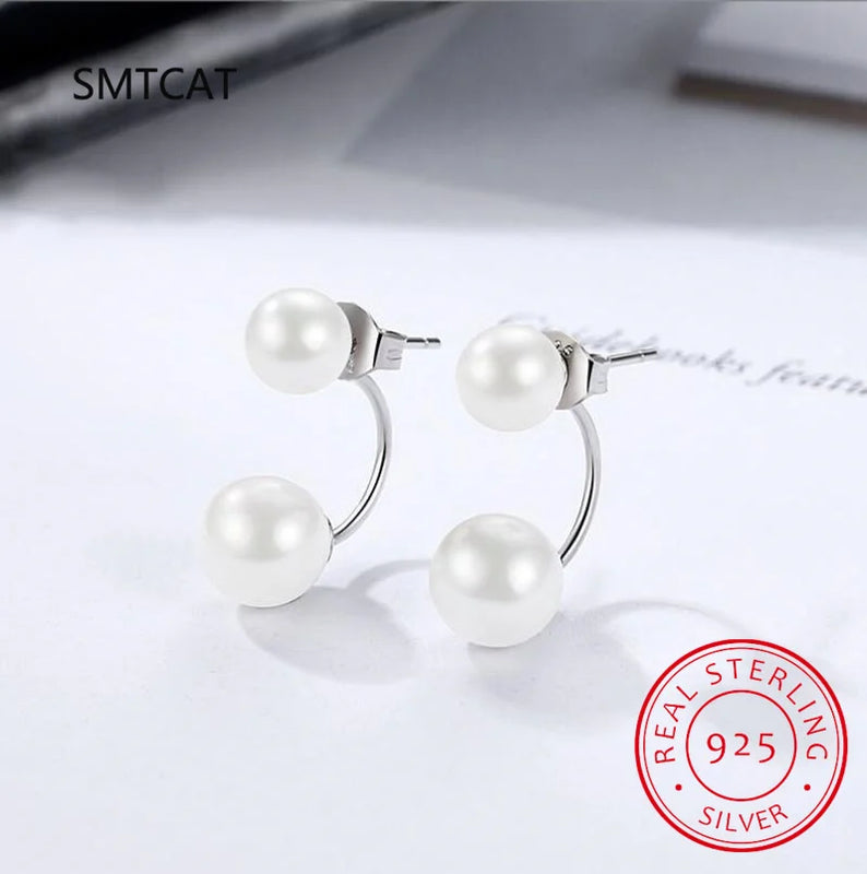 Shell Pearl Earrings Silver 925 Fashionable Ear Studs Dating Gift