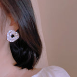 Oversize Round Crystal Stud Earrings Wedding Jewelry