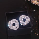 Oversize Round Crystal Stud Earrings Wedding Jewelry