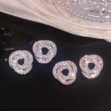 Oversize Round Crystal Stud Earrings Wedding Jewelry