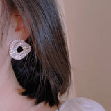 Oversize Round Crystal Stud Earrings Wedding Jewelry