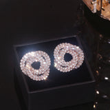 Oversize Round Crystal Stud Earrings Wedding Jewelry