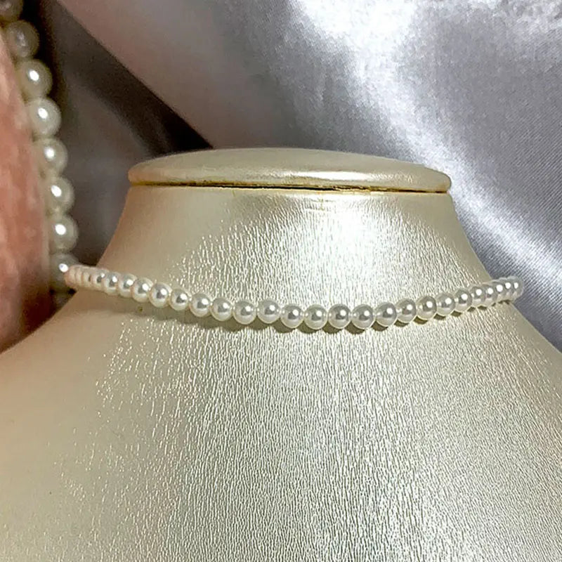 Classic Choker Necklace 925 Silver Shell Pearl 32/40/45cm+7cm Chain