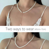Classic Choker Necklace 925 Silver Shell Pearl 32/40/45cm+7cm Chain