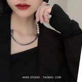 Silver 925 Shell Pearl Cream Necklace 925 Sterling Silver Chain