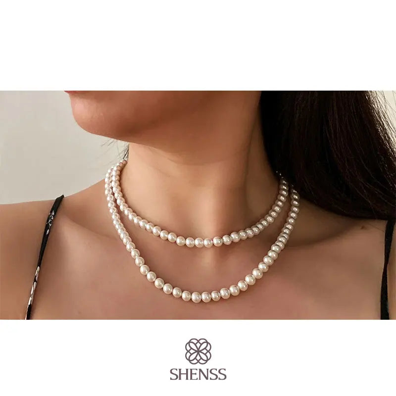 925 Silver Wedding Necklace Double Chain for Women