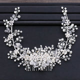 Silver Pearl Rhinestone Hair Jewelry Tiara Hair Comb