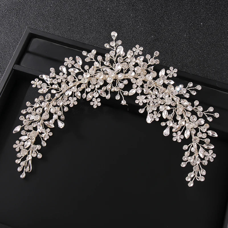Silver Crystal Tiara Hairband Wedding Hair Accessories
