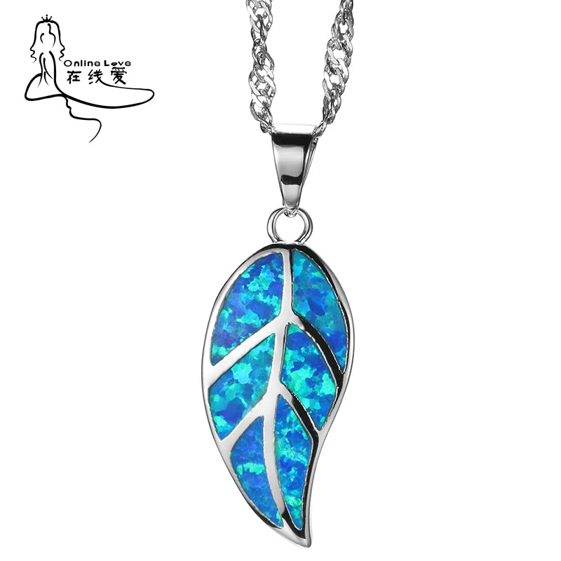 Opal Pendant Necklace Silver Plated Party Jewelry PD025