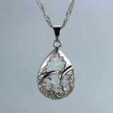 Opal & Purple CZ Charm Pendant & Necklace Set