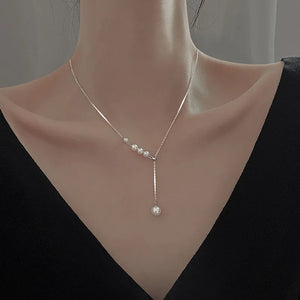 Silver Plated Pearls Choker Necklace For Women Party
