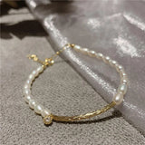 Women's Pearl Bracelet Zirconia Pendant Beaded Minimalist Jewelry