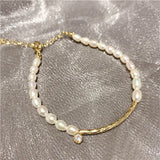 Women's Pearl Bracelet Zirconia Pendant Beaded Minimalist Jewelry