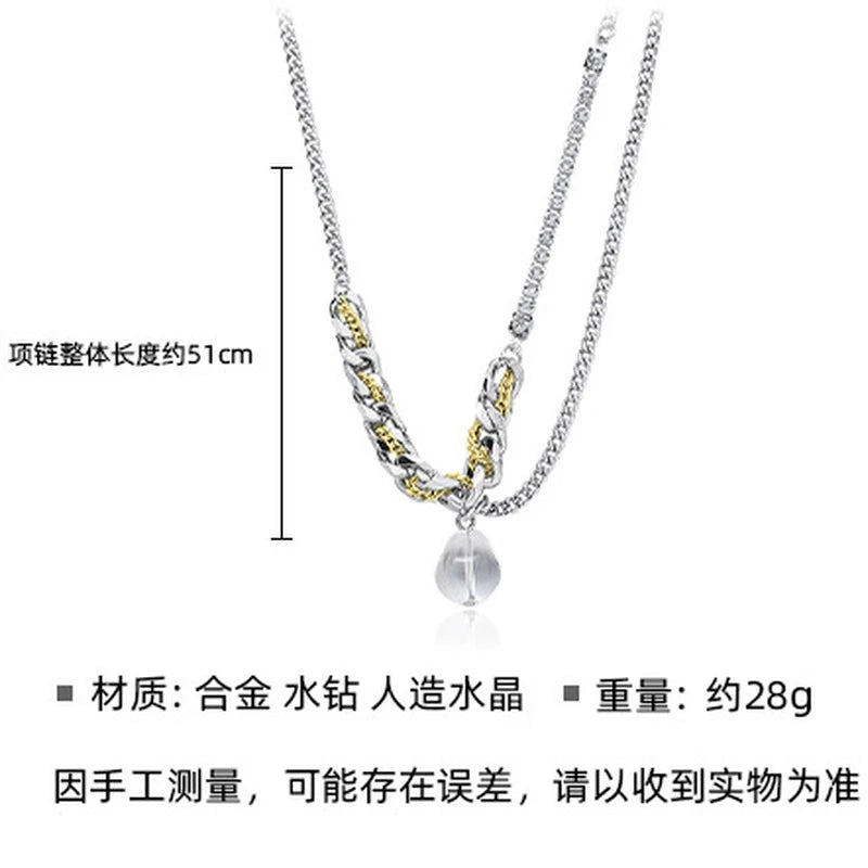 Wave Pearl Necklace Charming Metal Geometric Statement Collar Jewelry