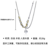 Wave Pearl Necklace Charming Metal Geometric Statement Collar Jewelry