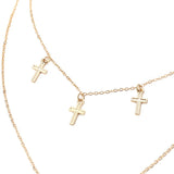 Double Layer Cross Pendant Tassel Chain Necklace Party Jewelry Gift