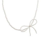 Simulated Pearl Bow Choker Necklace for Women