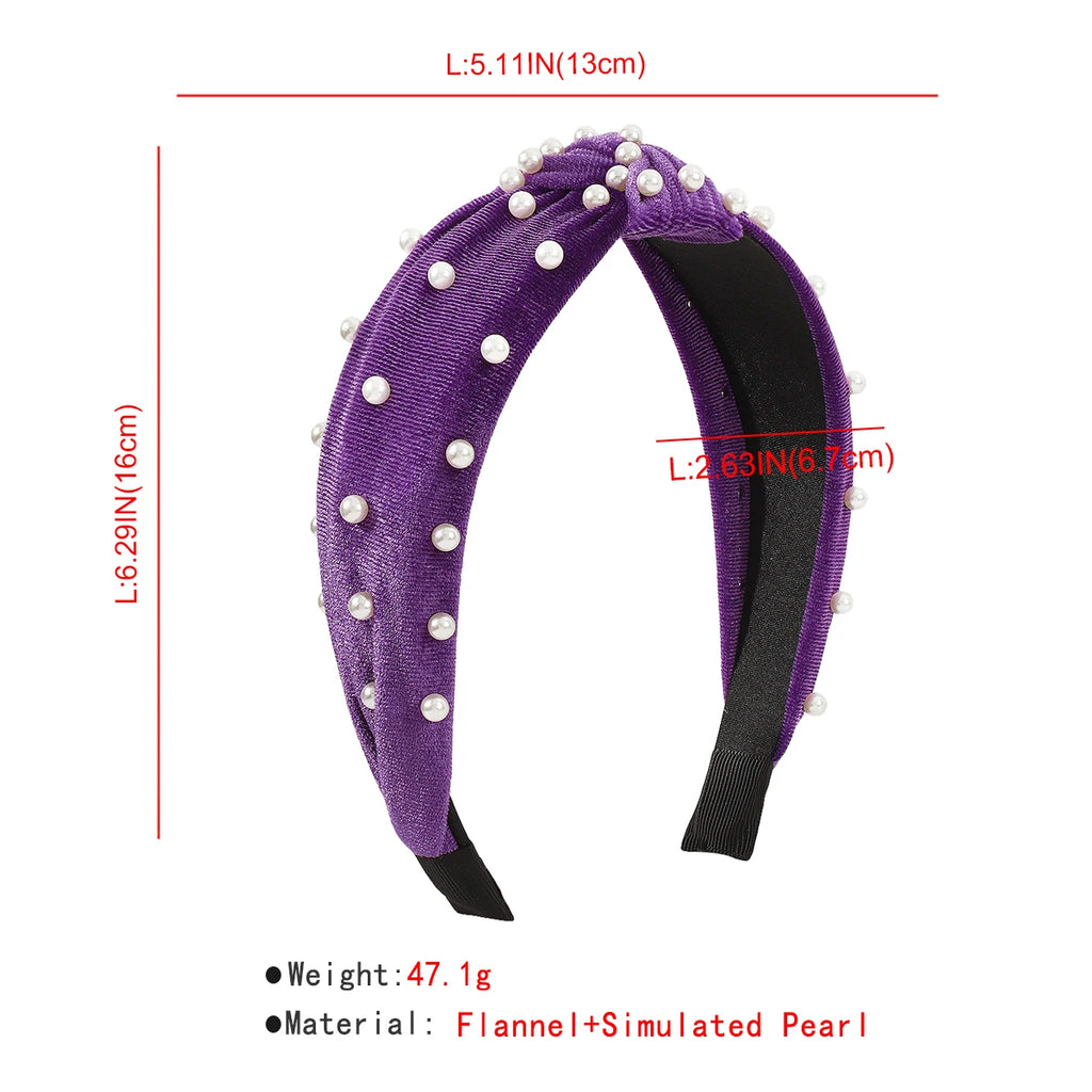 Corduroy Pearls Topknot Headbands Women Accessories