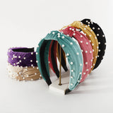 Corduroy Pearls Topknot Headbands Women Accessories
