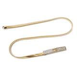 Square Rhinestone Chain Belt Silver Metal Thin Waistband Dress Decor