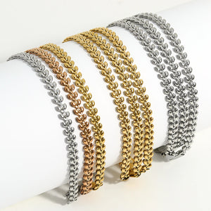 Women's Stainless Steel Charm Bracelet Love Leaf Bangles